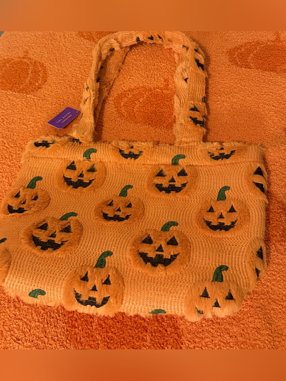 Cost Plus World Market Orange Knit Pumpkin Tote Bag